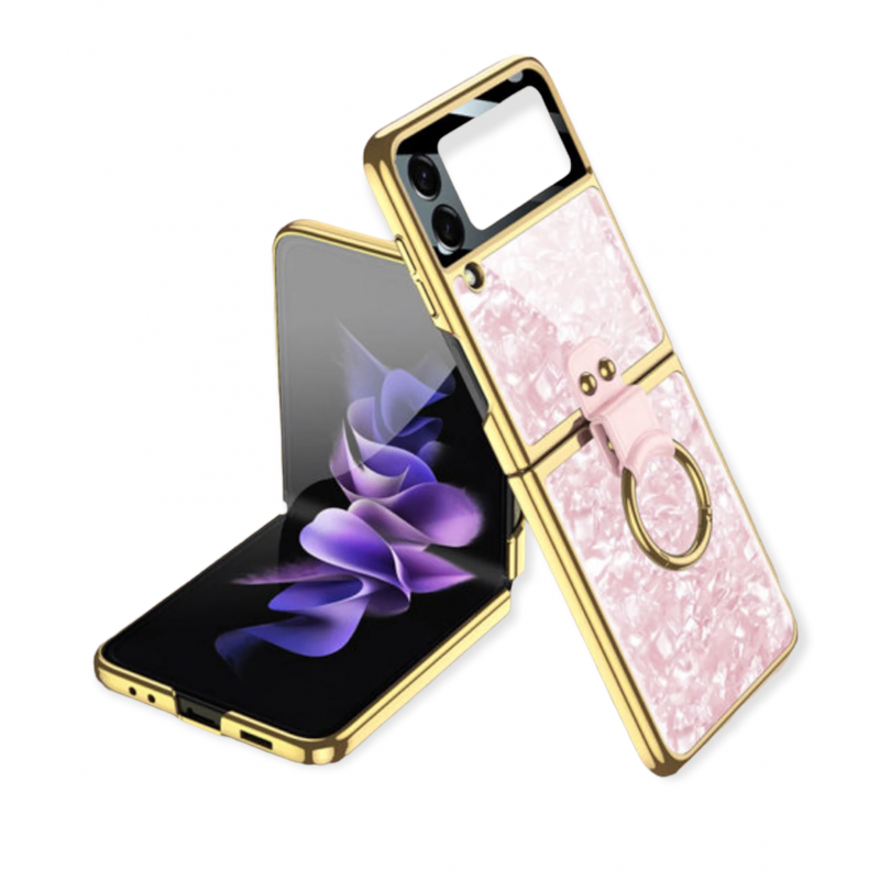 Θήκη Electroplated PC with Ring and Strap Samsung Galaxy Z Flip4 5G SM-F721 Pink