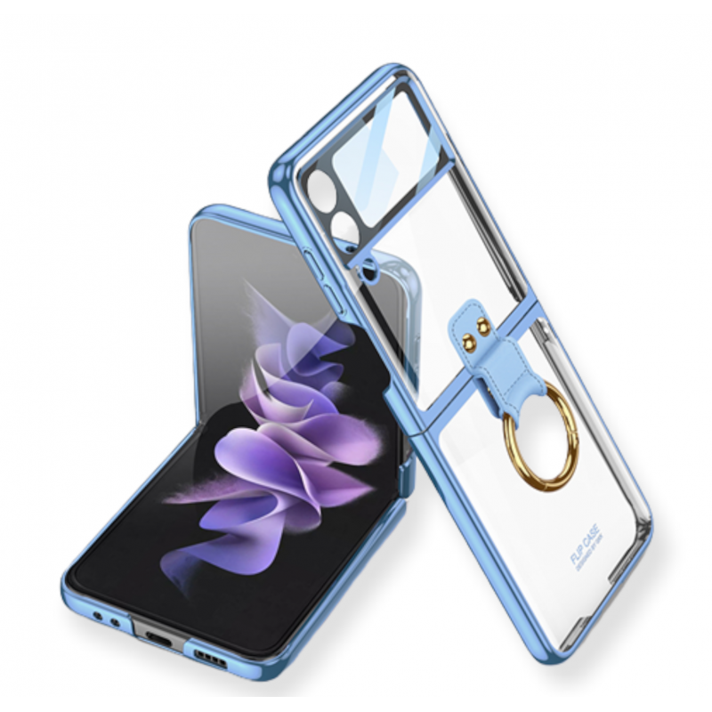 Θήκη Acrylic PC Front Glass With Ring Samsung Galaxy Z Flip4 5G SM-F721 Sky Blue