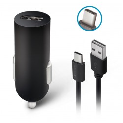 Φορτιστής Αυτοκινήτου Forever M-02 Car Charger USB & Type-C Cable 1A Black