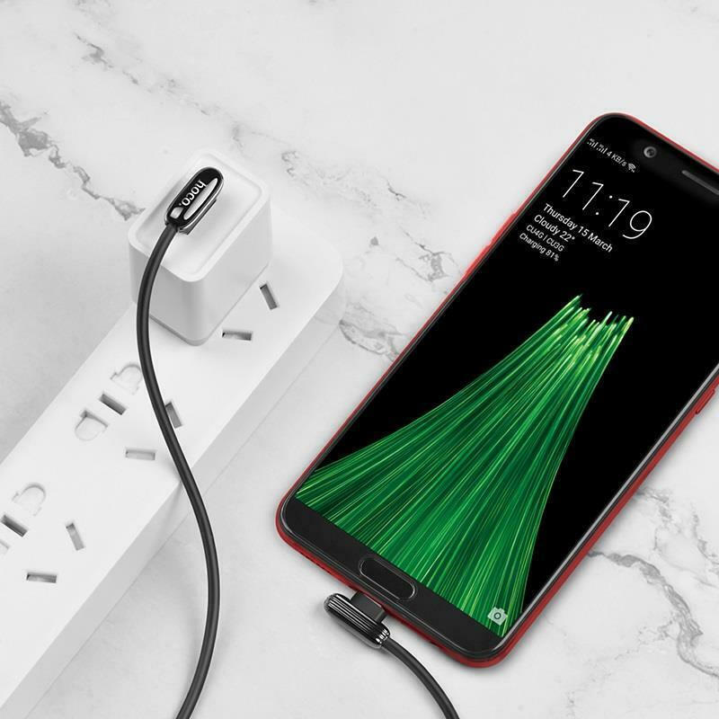 Καλώδιο Φόρτισης Hoco U60 90° Angle Soul Secret USB to Micro USB Grey