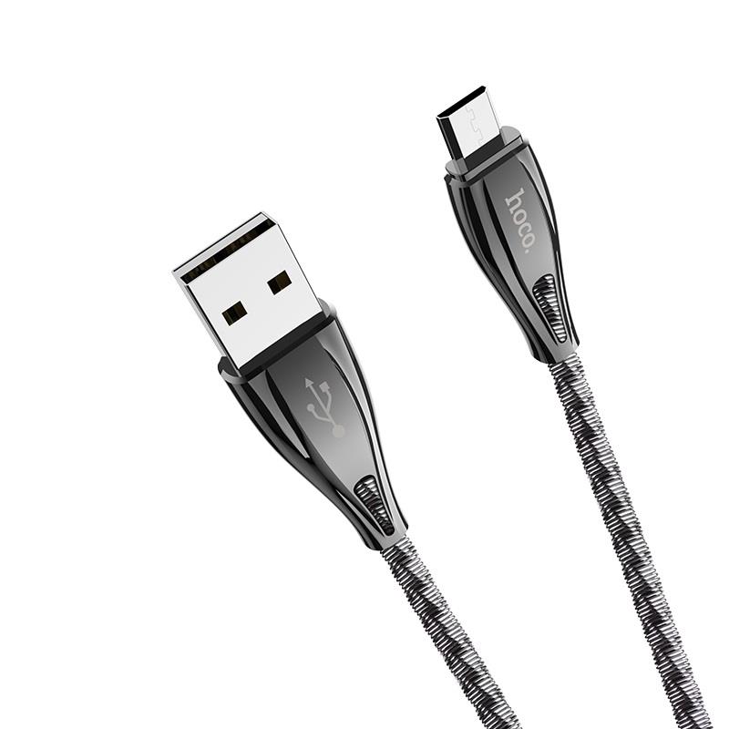 Καλώδιο Φόρτισης Hoco U56 Metal Armor Data Cable USB to Micro USB 1.2m Grey