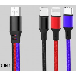 Καλώδιο XO 3in1 USB Lightning/MicroUSB/Type-C 2.4A 1.2m 