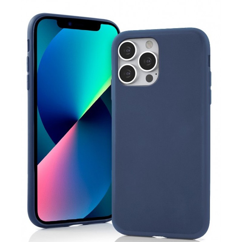 Θήκη Real Smooth Silicone  Apple iPhone 14 Pro Max (6.7") Dark Blue
