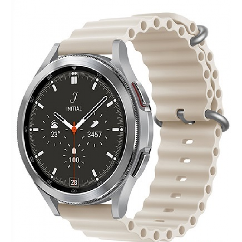 Ανταλλακτικό λουράκι QuickFit Ocean Band για  Samsung Galaxy Watch3(45mm)/Watch(46mm)/Xiaomi Haylou LS05/Amazfit GTR(47mm)/2e(46mm)/Stratos 2/3/Mi Watch(46mm)/Huawei GT/Active/GT 2/Pro/Honor GS Pro/Magic/2(46mm) (22mm) Starlight