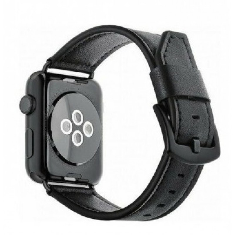 Ανταλλακτικό λουράκι QuickFit Leather Apple Watch 1/2/3/4/5/6/SE/7/8 (42/44/45/49mm)  Black