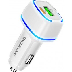 Φορτιστής Αυτοκινήτου Borofone Car Charger BZ14 1xUSB 1xType-C 2.4A White