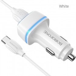 Φορτιστής Αυτοκινήτου Borofone Car Charger BZ14 1xUSB 1xType-C 2.4A White