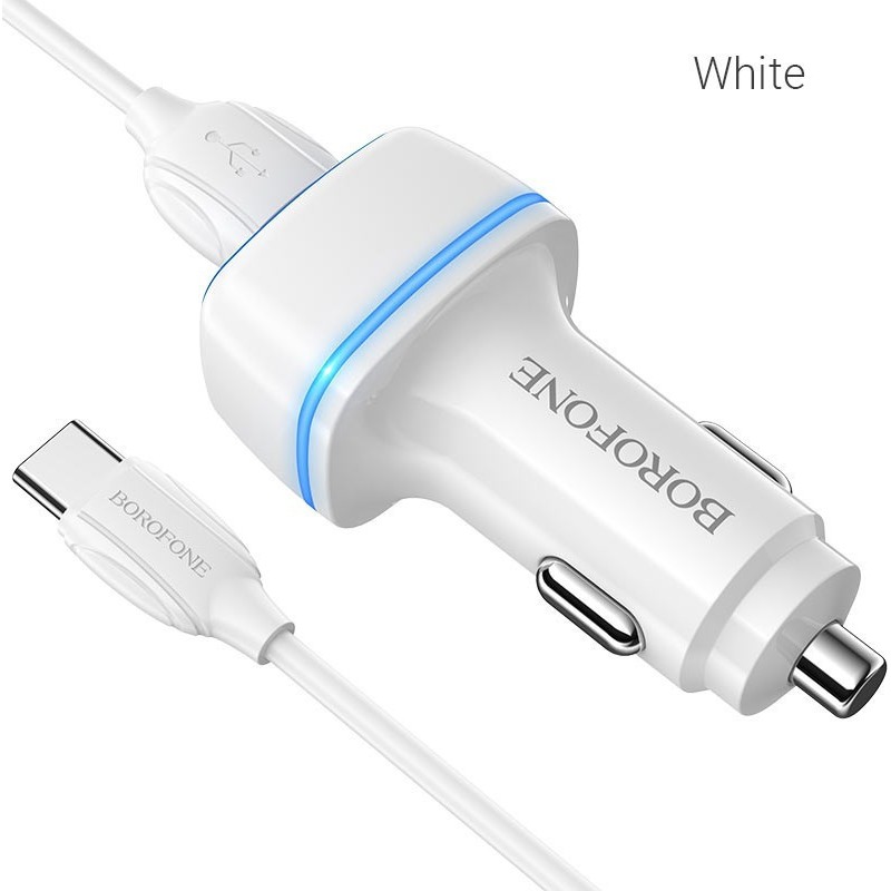 Φορτιστής Αυτοκινήτου Borofone Car Charger BZ14 1xUSB 1xType-C 2.4A White