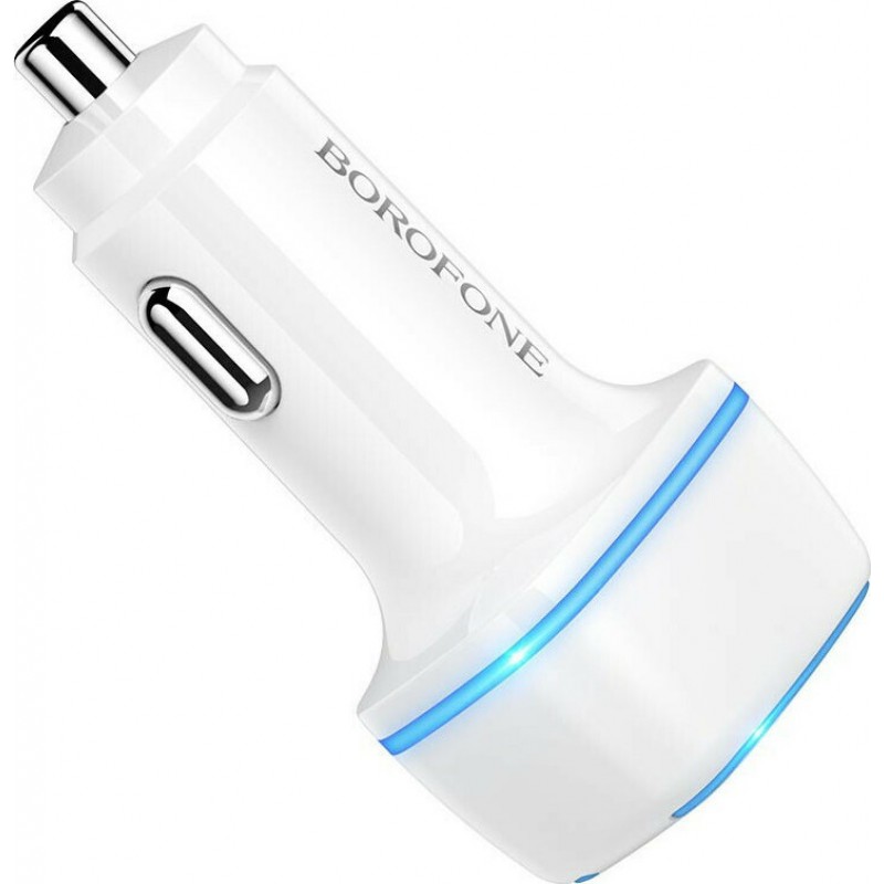 Φορτιστής Αυτοκινήτου Borofone Car Charger BZ14 1xUSB 1xType-C 2.4A White