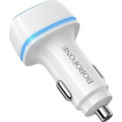 Φορτιστής Αυτοκινήτου Borofone Car Charger BZ14 1xUSB 1xType-C 2.4A White
