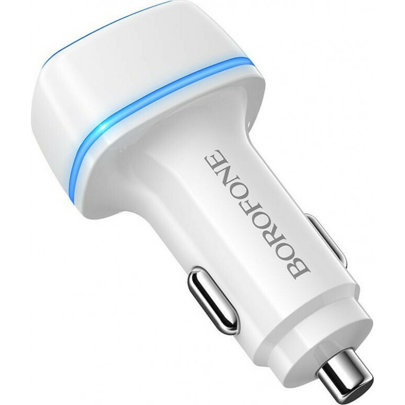 Φορτιστής Αυτοκινήτου Borofone Car Charger BZ14 1xUSB 1xType-C 2.4A White