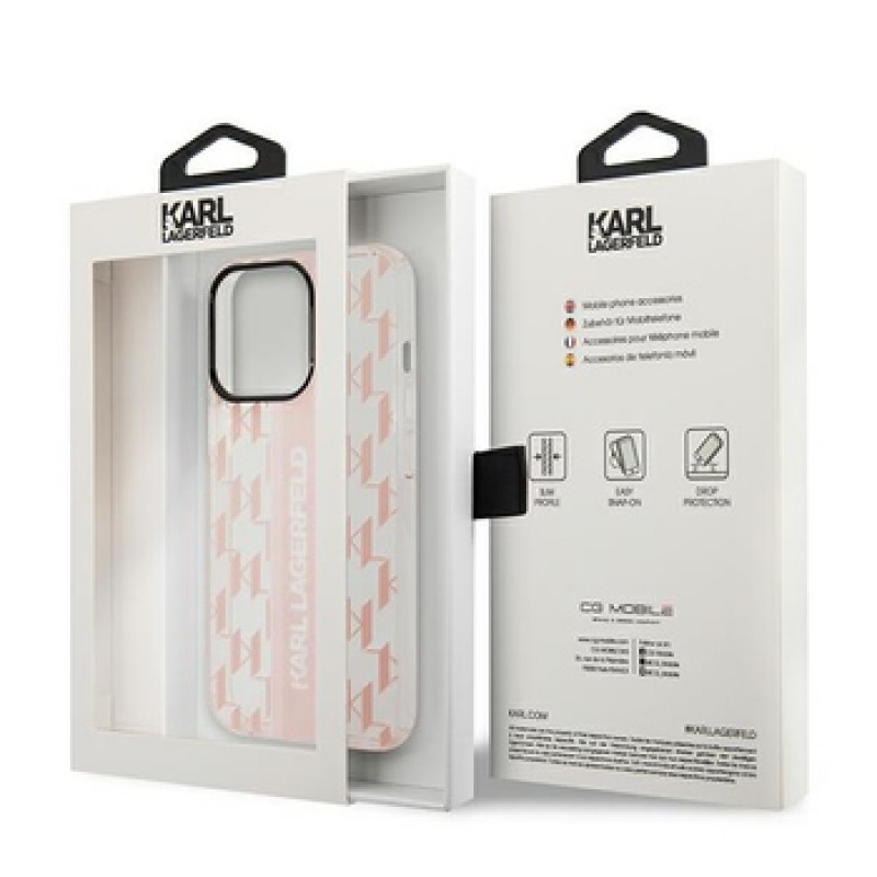 Θήκη KARL LAGERFELD Mono Vertical Stripe Back Cover Apple iPhone 14 Pro (6.1") Pink