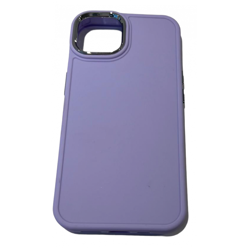 Θήκη Silicone with Silver Camera Lens Protection Apple iPhone 14  (6.1") Light Purple