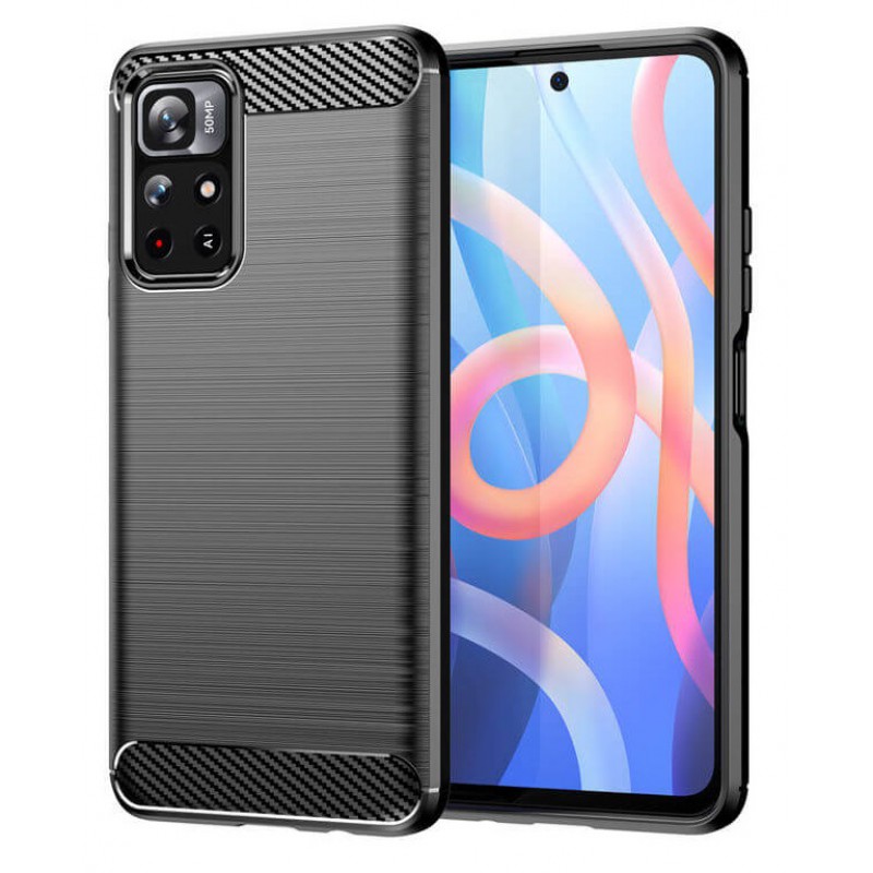 Θήκη TPU Carbon Fiber Brushed Xiaomi Poco M4 5G Black