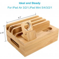 Βάση Φόρτισης Bamboo Charging Dock Desk Organizer for Apple iPhone/Apple Watch & AirPods Βάση Φόρτισης Bamboo Charging Dock Desk Organizer for Apple iPhone/Apple Watch & AirPods