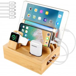 Βάση Φόρτισης Bamboo Charging Dock Desk Organizer for Apple iPhone/Apple Watch & AirPods Βάση Φόρτισης Bamboo Charging Dock Desk Organizer for Apple iPhone/Apple Watch & AirPods