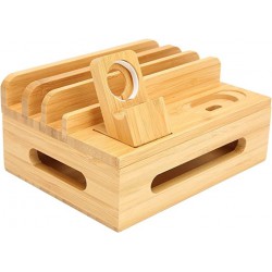 Βάση Φόρτισης Bamboo Charging Dock Desk Organizer for Apple iPhone/Apple Watch & AirPods Βάση Φόρτισης Bamboo Charging Dock Desk Organizer for Apple iPhone/Apple Watch & AirPods