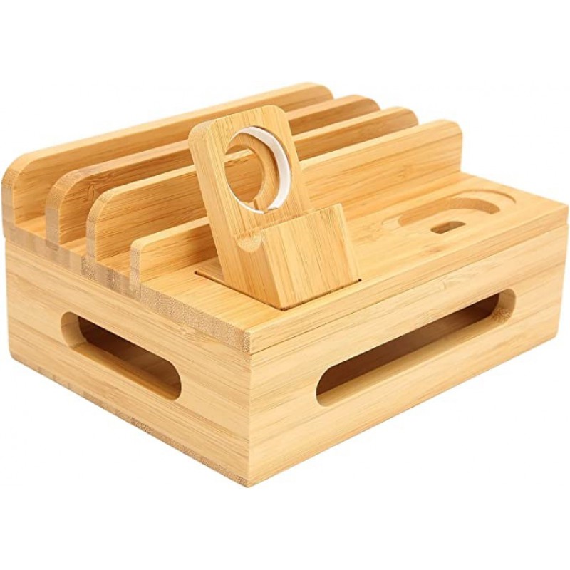 Βάση Φόρτισης Bamboo Charging Dock Desk Organizer for Apple iPhone/Apple Watch & AirPods Βάση Φόρτισης Bamboo Charging Dock Desk Organizer for Apple iPhone/Apple Watch & AirPods