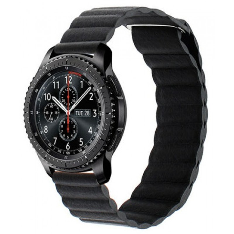 Ανταλλακτικό λουράκι QuickFit Leather Loop Sport  Samsung Galaxy Watch3(45mm)/Watch(46mm)/Huawei Watch 3 (46mm)/ Watch 3 Pro (48mm)/GT 2/Pro/Honor GS Pro/Amazfit GTR 3 (46mm)/GTR 3 Pro/GTR(47mm)/ Stratos 3(48mm) (22mm) Black