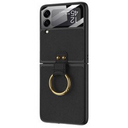 Θήκη TPU Ultra Thin Leather Cover with Ring Samsung Galaxy Z Flip4 5G SM-F721 Black
