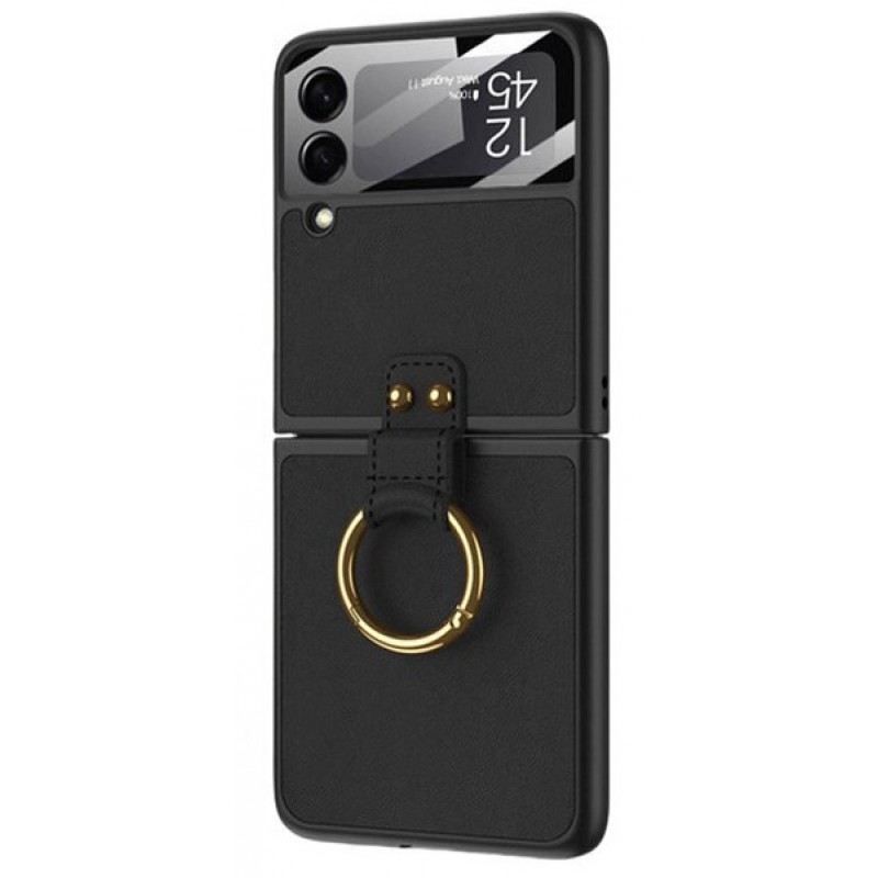 Θήκη TPU Ultra Thin Leather Cover with Ring Samsung Galaxy Z Flip4 5G SM-F721 Black