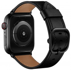 Ανταλλακτικό λουράκι QuickFit Genuine Leather Apple Watch 1/2/3/4/5/6/SE/7/8 (42/44/45/49mm) Black