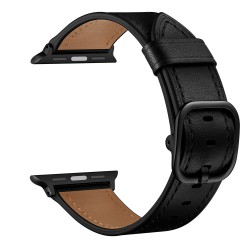 Ανταλλακτικό λουράκι QuickFit Genuine Leather Apple Watch 1/2/3/4/5/6/SE/7/8 (42/44/45/49mm) Black