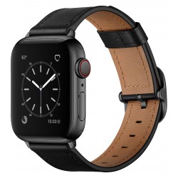 Ανταλλακτικό λουράκι QuickFit Genuine Leather Apple Watch 1/2/3/4/5/6/SE/7/8 (42/44/45/49mm) Black