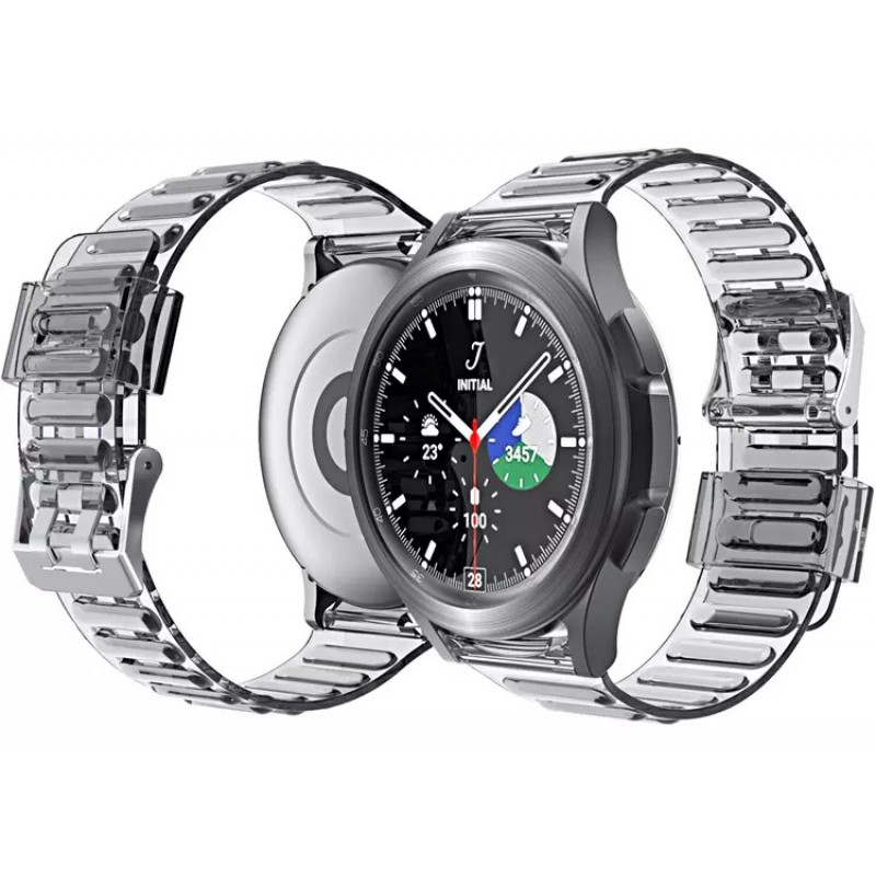 Ανταλλακτικό λουράκι QuickFit SIlicone για Samsung Galaxy Watch 7 / 6 / 6 Classic / 5 / 5 Pro/ 4 / 4 Classic Transparent Black