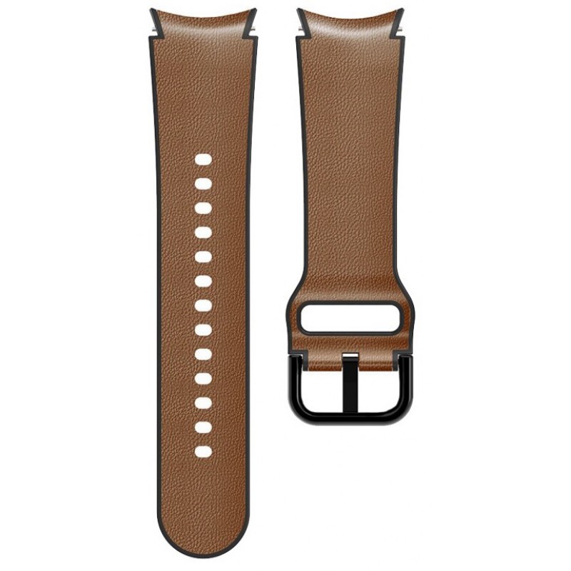 Ανταλλακτικό λουράκι Genuine Leather & Silicone για Samsung Galaxy Watch 7 / 6 / 6 Classic / 5 / 5 Pro/ 4 / 4 Classic Brown