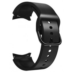 Ανταλλακτικό λουράκι Genuine Leather & Silicone για Samsung Galaxy Watch 7 / 6 / 6 Classic / 5 / 5 Pro/ 4 / 4 Classic Dark BLack