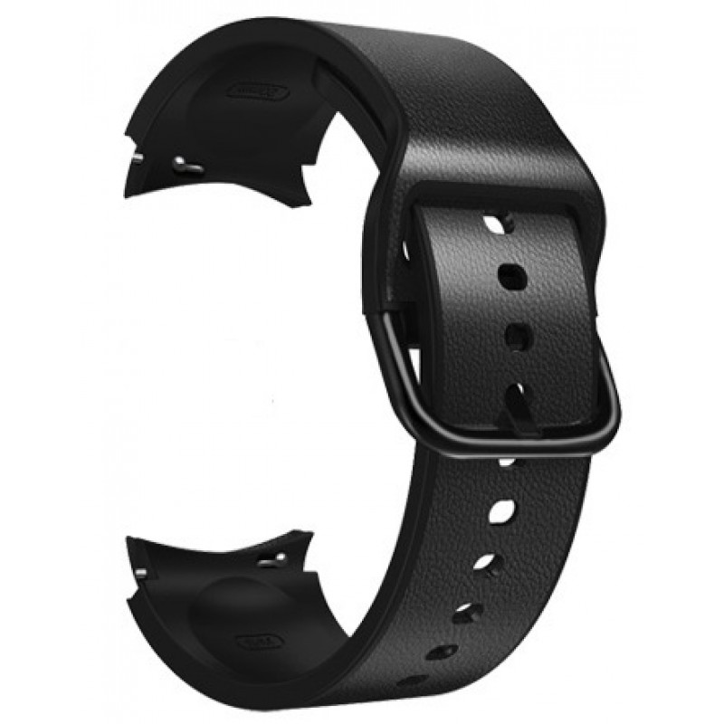 Ανταλλακτικό λουράκι Genuine Leather & Silicone για Samsung Galaxy Watch 7 / 6 / 6 Classic / 5 / 5 Pro/ 4 / 4 Classic Dark BLack