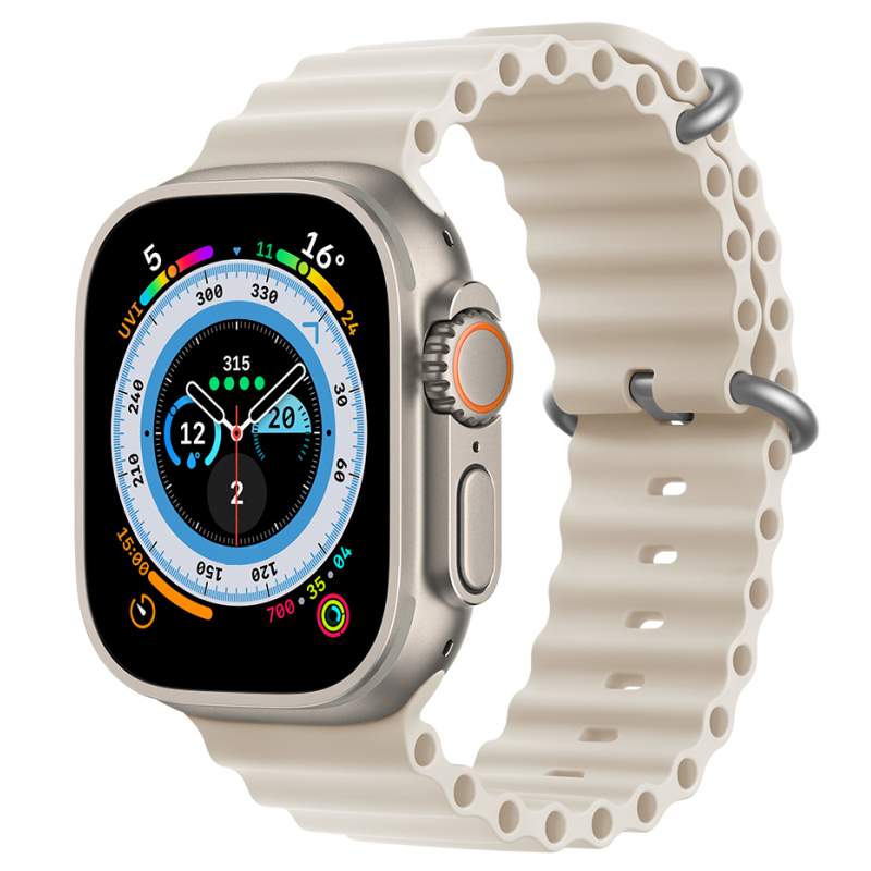 Ανταλλακτικό Λουράκι QuickFit  Ocean Band Apple Watch 5/6/SE/7/8/Ultra (42/44/45/49mm) Waterproof  Silicone Starlight
