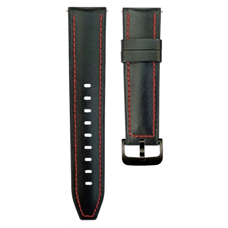 Ανταλλακτικό λουράκι Genuine Leather & Silicone Black για Samsung Galaxy Watch3(45mm)/Watch(46mm)/Huawei Watch 3 (46mm)/ Watch 3 Pro (48mm)/GT 2/Pro/Honor GS Pro/Amazfit GTR 3 (46mm)/GTR 3 Pro/GTR(47mm)/ Stratos 3(48mm) (22mm)