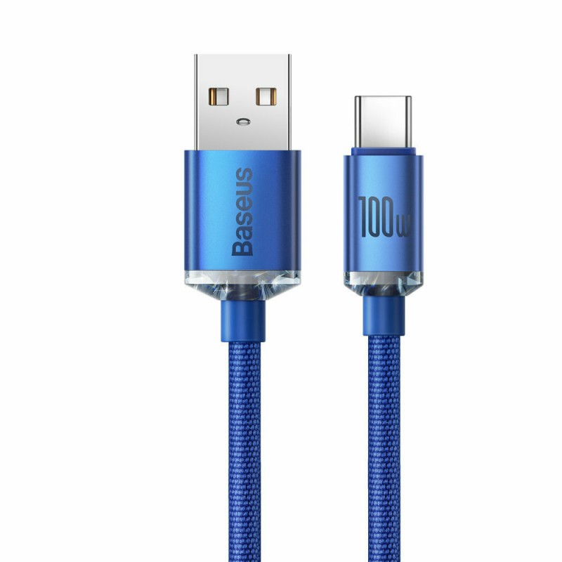 Καλώδιο Φόρτισης Baseus Crystal Shine Cable USB-C male-USB-A male 100W 2m Blue (CAJY000503)