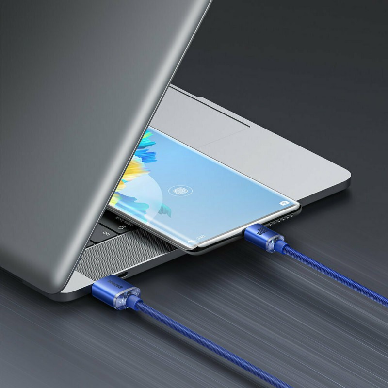 Καλώδιο Φόρτισης Baseus Crystal Shine Cable USB-C male-USB-A male 100W 2m Blue (CAJY000503)