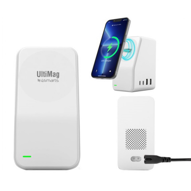 Ασύρματος Φορτιστής 4smarts Wireless Charger UltiMAG 5in1 Mains Charging Station White (4S456607) 