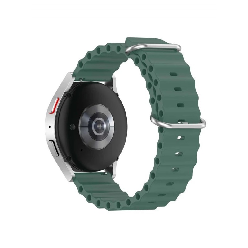 Ανταλλακτικό λουράκι QuickFit Ocean Band για Samsung Galaxy Watch5 (40mm & 42mm)/Watch4 (40mm & 44mm)/ Watch4 Classic (42mm & 46mm)/ Watch3(41mm)/Active 2(40/44mm)/Amazfit GTS 3 (43mm)/GTR(42mm) (20mm) Dark Green