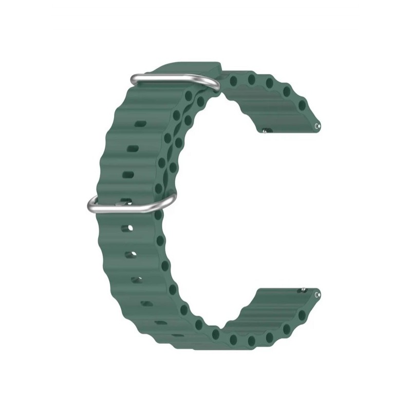 Ανταλλακτικό λουράκι QuickFit Ocean Band για Samsung Galaxy Watch5 (40mm & 42mm)/Watch4 (40mm & 44mm)/ Watch4 Classic (42mm & 46mm)/ Watch3(41mm)/Active 2(40/44mm)/Amazfit GTS 3 (43mm)/GTR(42mm) (20mm) Dark Green