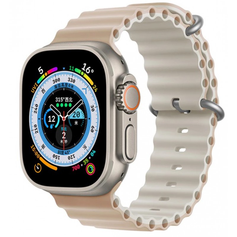 Ανταλλακτικό Λουράκι QuickFit  Ocean Band Apple Watch 5/6/SE/7 (38/40/41mm) Waterproof  Siliconemm Milk Tea/Stone