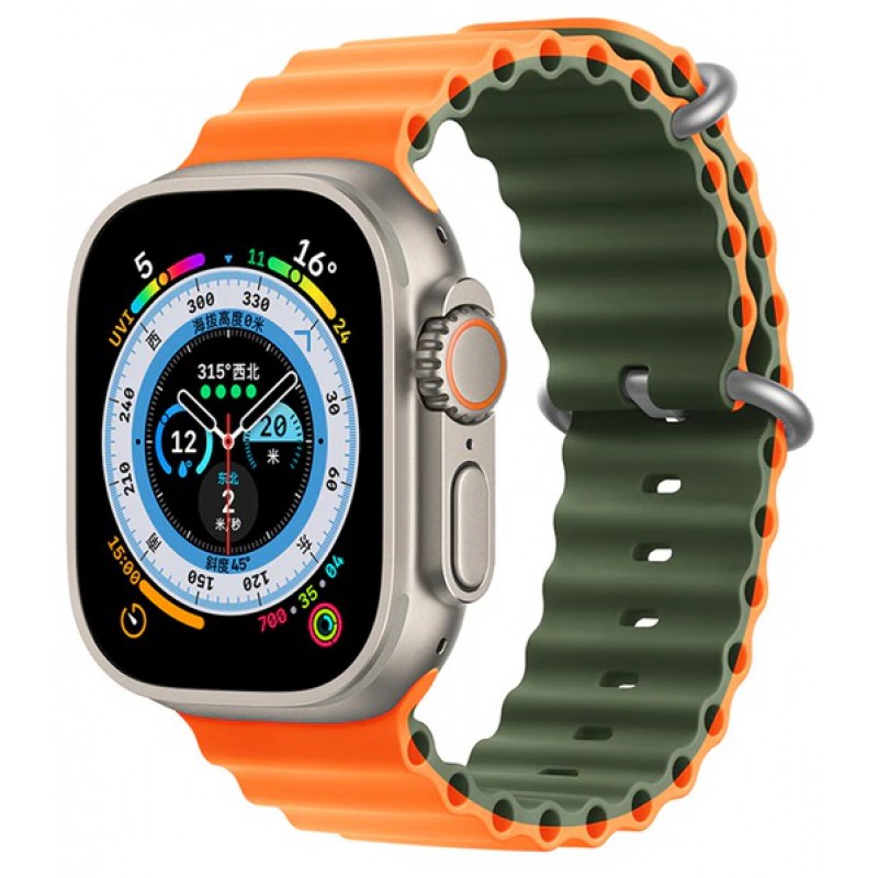 Ανταλλακτικό Λουράκι QuickFit  Ocean Band Apple Watch 5/6/SE/7/8/Ultra (42/44/45/49mm) Waterproof  Silicone Orange/Cargo Khaki