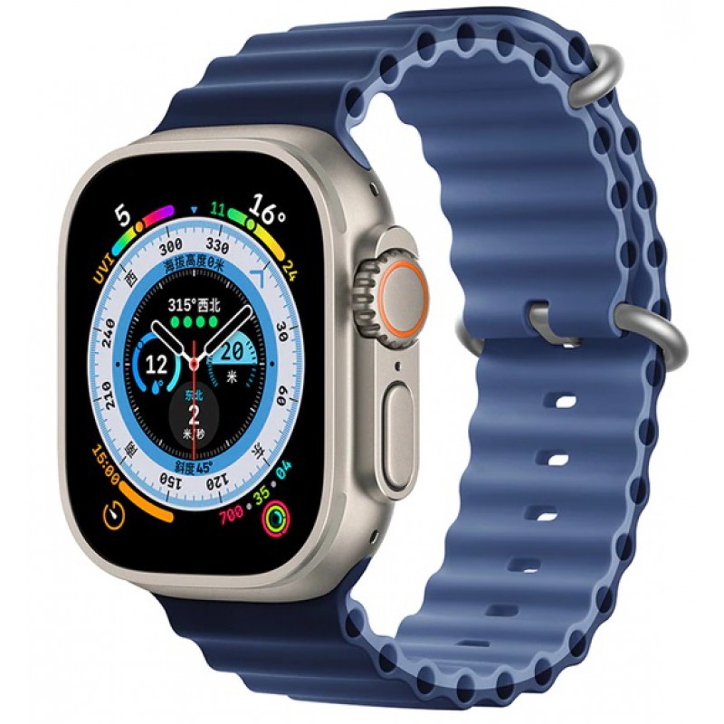 Ανταλλακτικό Λουράκι QuickFit  Ocean Band Apple Watch 5/6/SE/7/8/Ultra (42/44/45/49mm) Waterproof  Silicone Light/Deep Navy