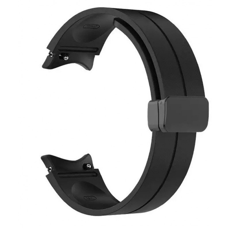 Ανταλλακτικό λουράκι Magnetic D-Buckle QuickFit Silicone Sport Band για Samsung Galaxy Watch 7 / 6 / 6 Classic / 5 / 5 Pro/ 4 / 4 Classic Black