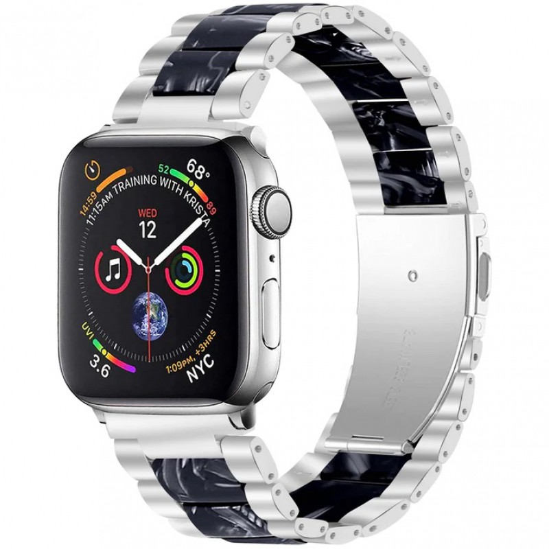 Ανταλλακτικό λουράκι QuickFit Stainless Steel & Ceramic Apple Watch 1/2/3/4/5/6/SE/7/8 (42/44/45/49mm) Black