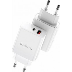 Φορτιστής Ταξιδιού DuxDucis με Θύρα USB-A και Θύρα USB-C 20W White Φορτιστής Ταξιδιού DuxDucis με Θύρα USB-A και Θύρα USB-C 20W White