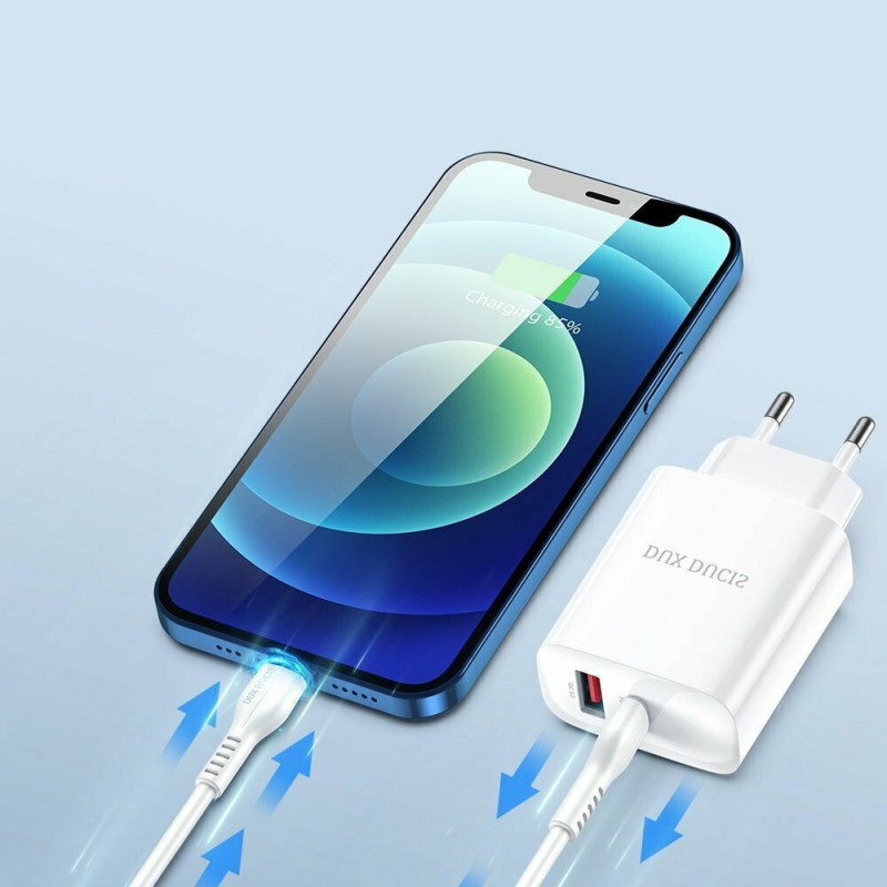 Φορτιστής Ταξιδιού DuxDucis με Θύρα USB-A και Θύρα USB-C 20W White Φορτιστής Ταξιδιού DuxDucis με Θύρα USB-A και Θύρα USB-C 20W White