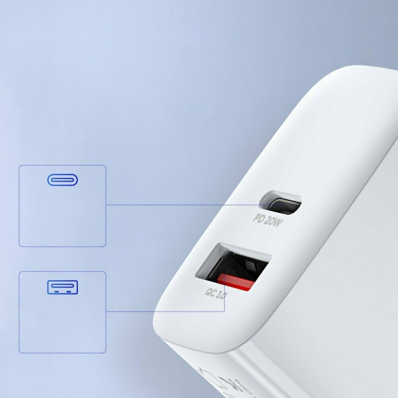 Φορτιστής Ταξιδιού DuxDucis με Θύρα USB-A και Θύρα USB-C 20W White Φορτιστής Ταξιδιού DuxDucis με Θύρα USB-A και Θύρα USB-C 20W White