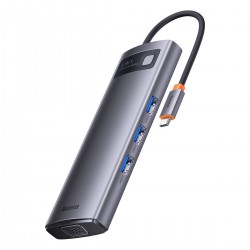 Αντάπτορας Baseus Hub 8in1 Metal Gleam Series, USB-C to 3x USB 3.0+HDMI+USB-C PD+microSD/SD+VGA Αντάπτορας Baseus Hub 8in1 Metal Gleam Series, USB-C to 3x USB 3.0+HDMI+USB-C PD+microSD/SD+VGA