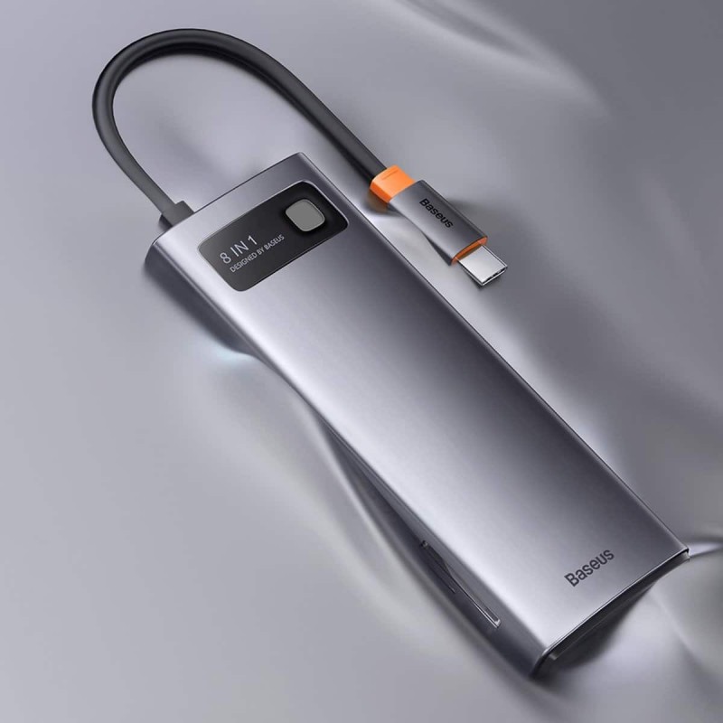 Αντάπτορας Baseus Hub 8in1 Metal Gleam Series, USB-C to 3x USB 3.0+HDMI+USB-C PD+microSD/SD+VGA Αντάπτορας Baseus Hub 8in1 Metal Gleam Series, USB-C to 3x USB 3.0+HDMI+USB-C PD+microSD/SD+VGA