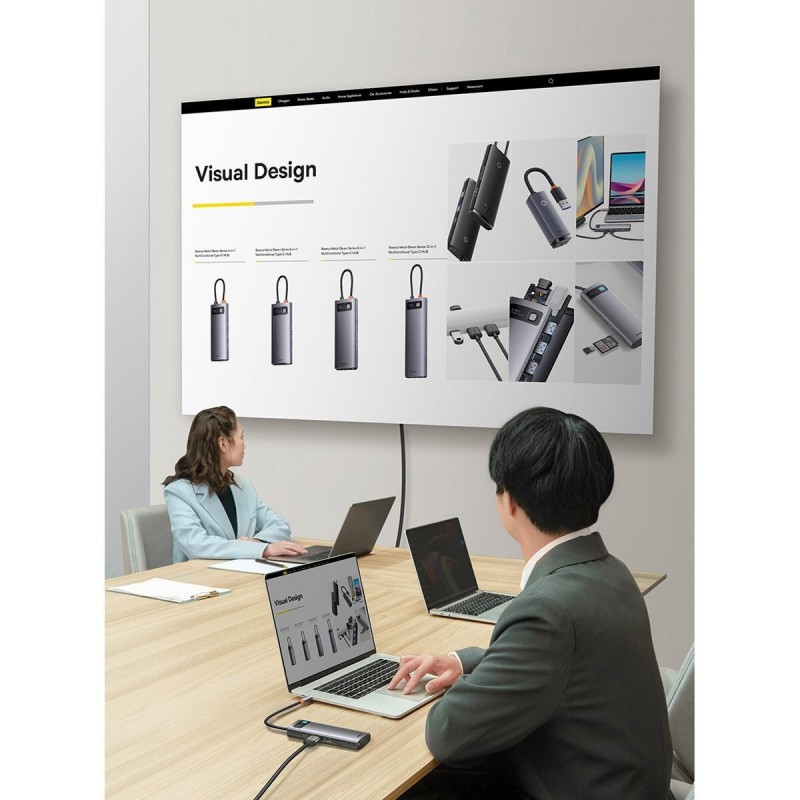 Αντάπτορας Baseus Hub 8in1 Metal Gleam Series, USB-C to 3x USB 3.0+HDMI+USB-C PD+microSD/SD+VGA Αντάπτορας Baseus Hub 8in1 Metal Gleam Series, USB-C to 3x USB 3.0+HDMI+USB-C PD+microSD/SD+VGA
